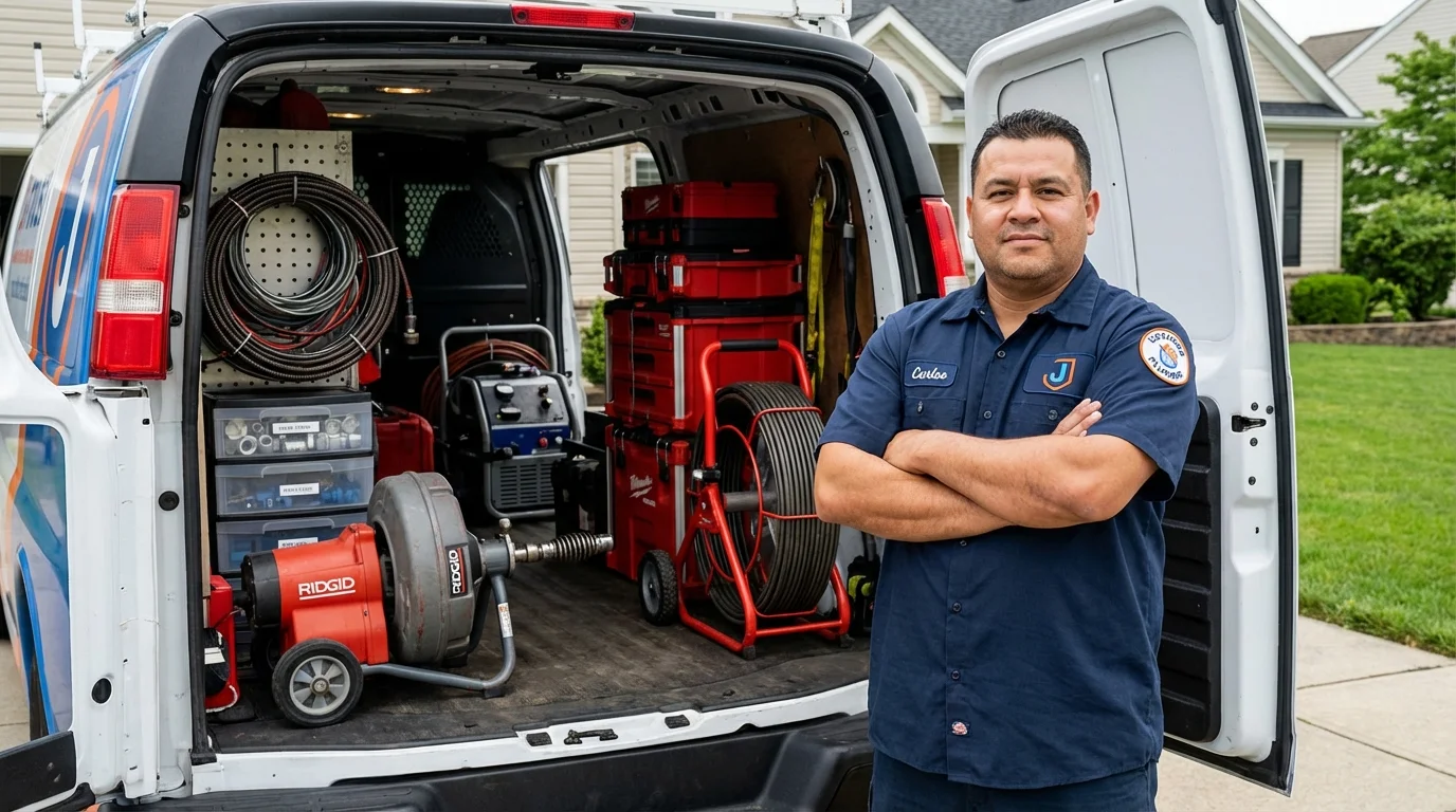 Professional drain cleaning equipment and Johns Plumbing LLC plumber in Bruceton