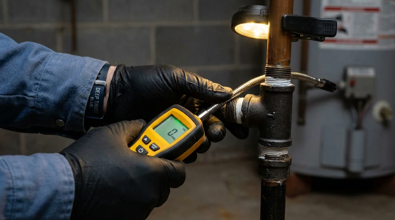Gas leak detection with electronic sniffer by Johns Plumbing LLC in Bruceton