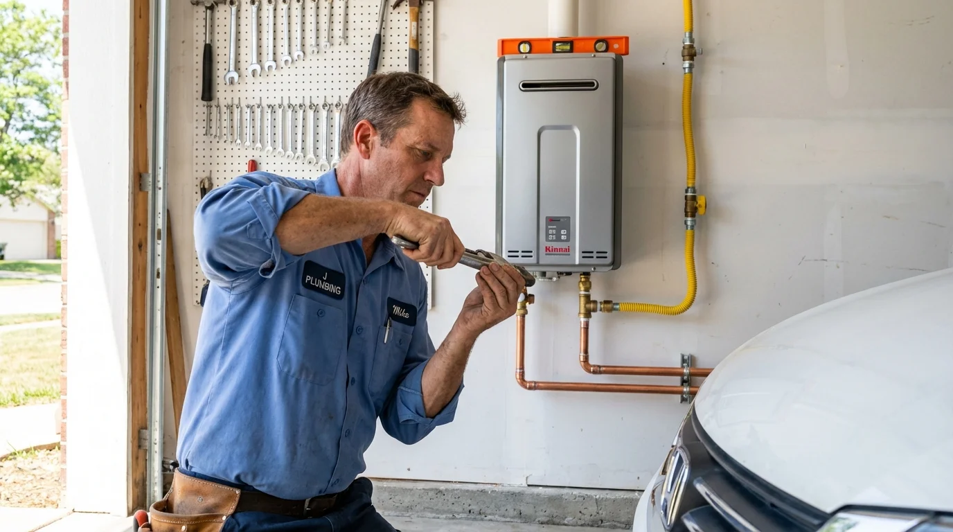 Tankless water heater installation by a Johns Plumbing LLC plumber in Bruceton